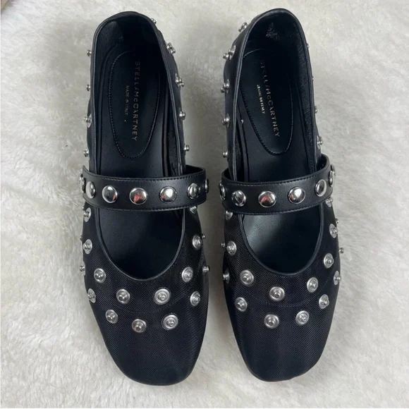 Stella McCartney Ryder mesh Ryder Popper-studded ballet flats